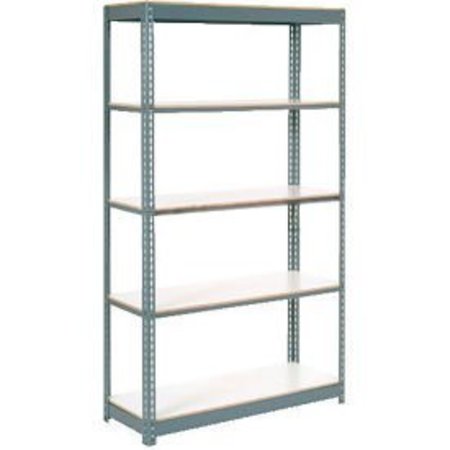 GLOBAL EQUIPMENT Heavy Duty Tan Shelving 48"Wx18"Dx84"H With 5 Shelves, Laminate Deck, Gray 717504